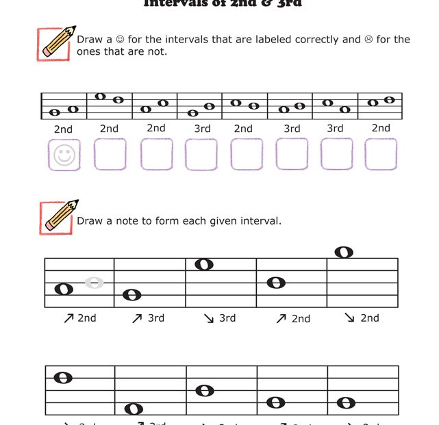 Fun And Learn Music Â» Music Worksheets â Intervals Of 2nd & 3rd